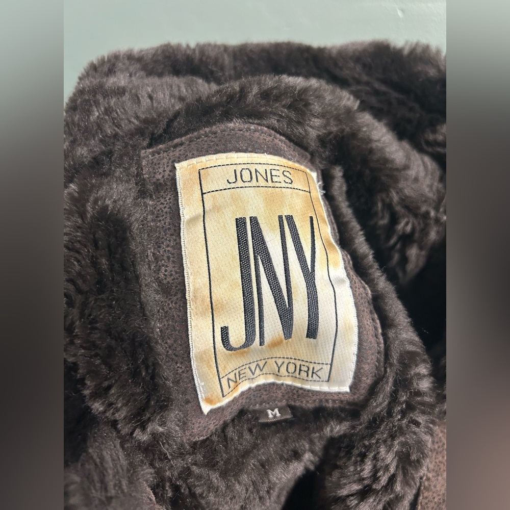 Vintage jones New York leather bomber pilot fur lined jacket brown - Picture 8 of 12